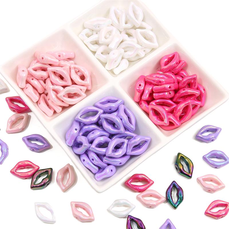 Acrylic Beads Lip Charms Beads For DIY Bracelet Necklace 10Pcs