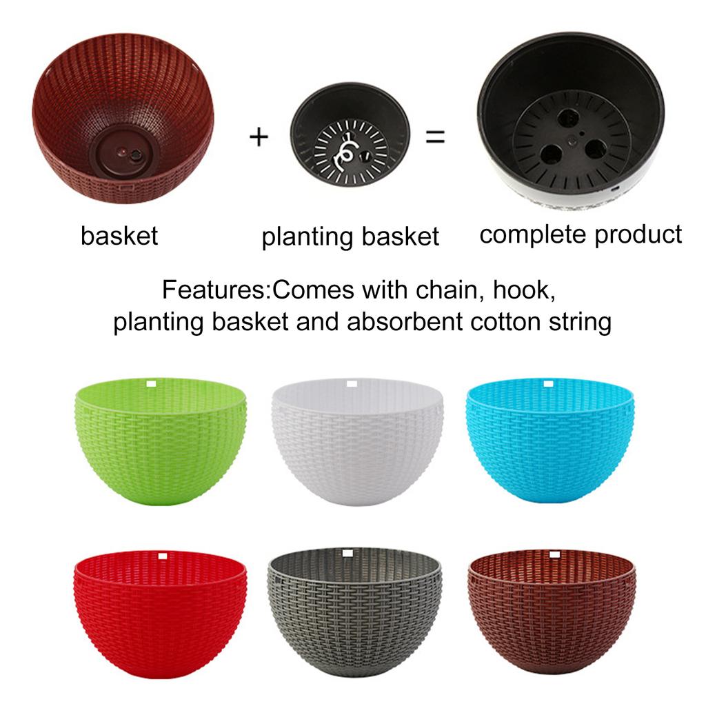 Hanging Basket Flower Pot Automatic Water Absorbing Inner Elegant Rattan Weave Thicken Hanging Plant Pot for Outdoor