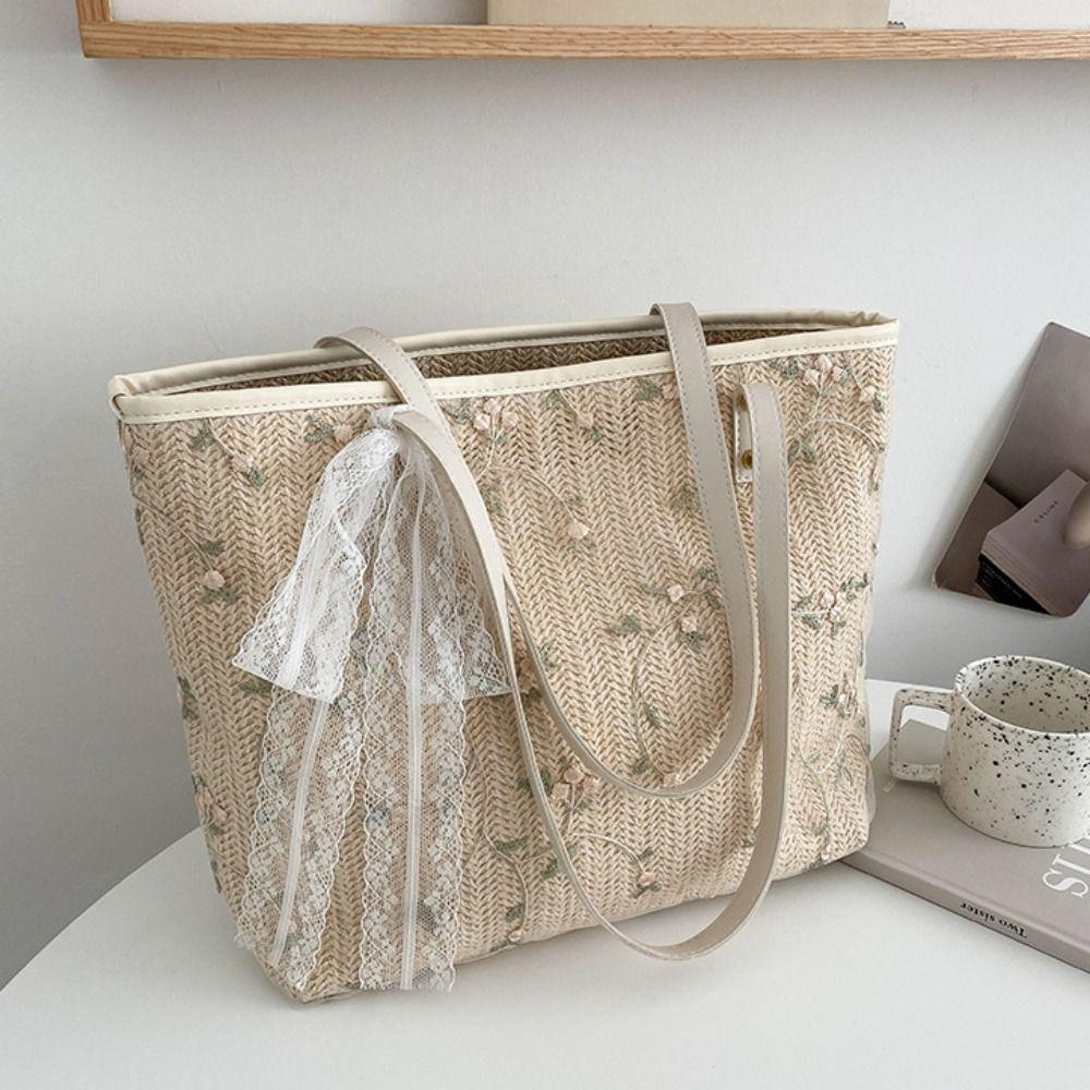 Large Capacity Beach Bag Handmade Tote Bag Single Shoulder Handbag  Shopping
