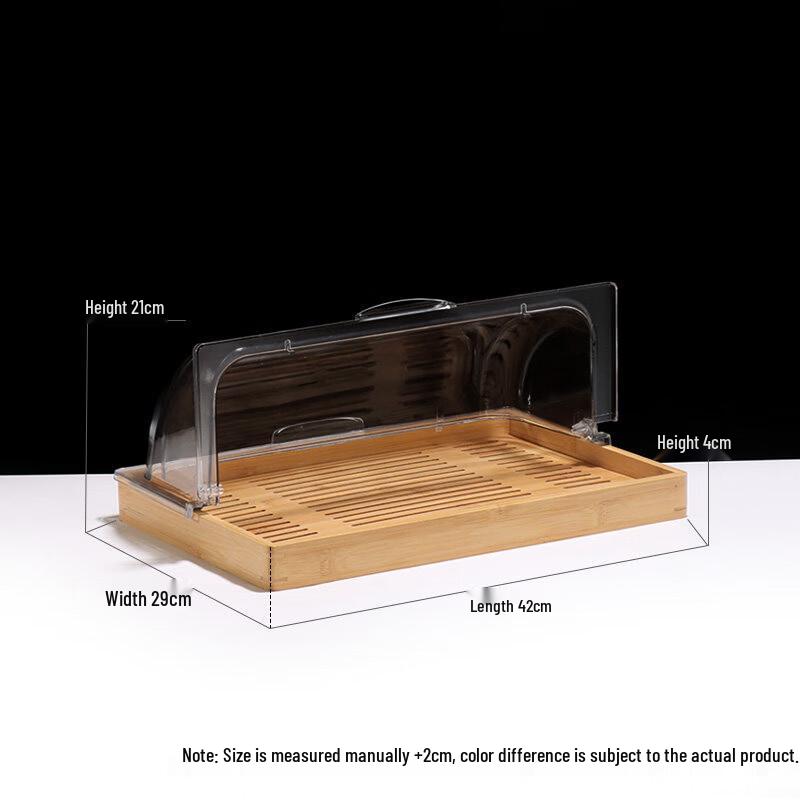 Wooden Food Display Tray with Transparent Dust Cover