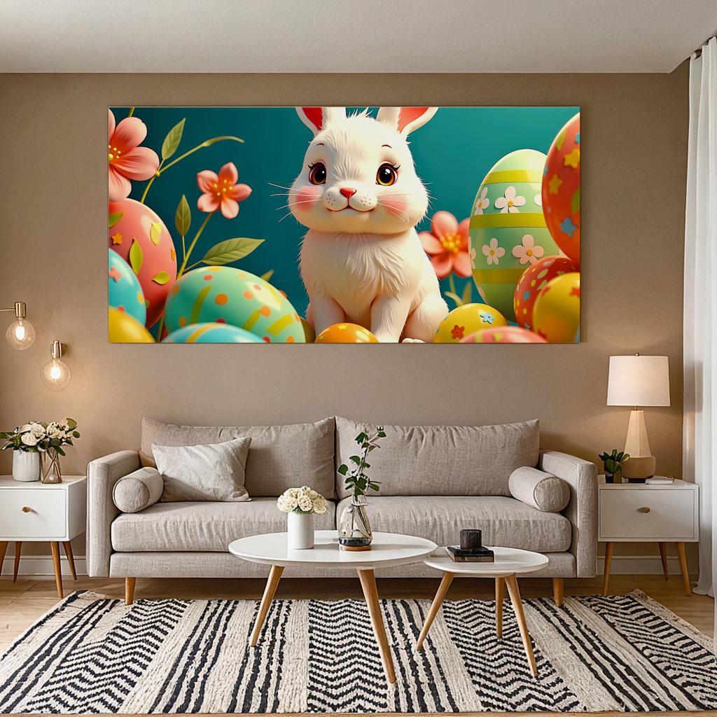 Lätt Påskdekoration Påskäggsbanderoll Påskharenbanderoll För Vårfest Dekoration Fotografering