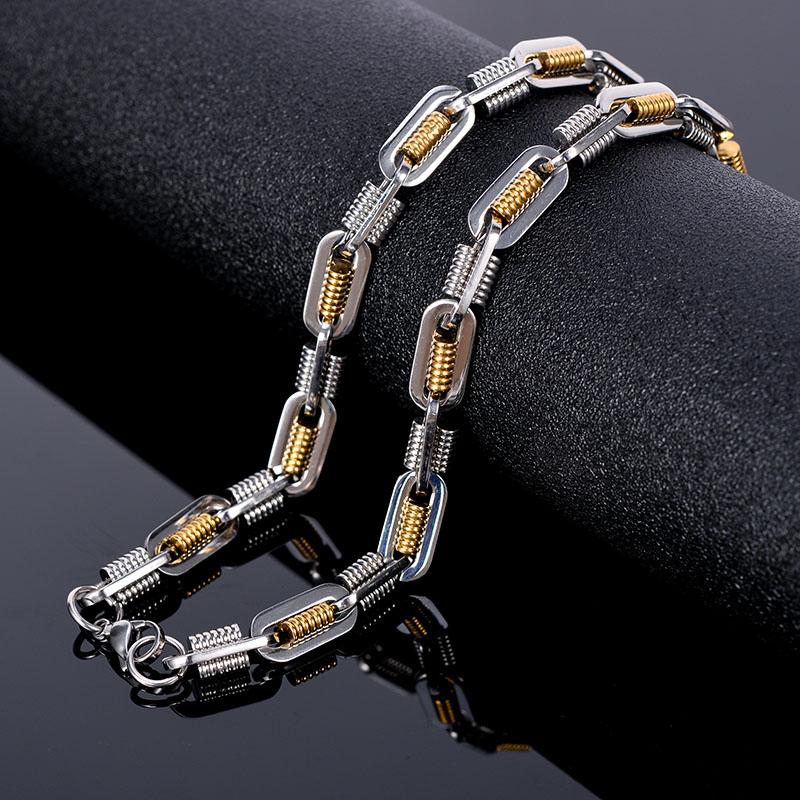 Black Choker Necklace Men Never Fade Gold Color 316L Stainless Steel 55CM Mens Long Chain Necklace Best Friends Jewelry Man