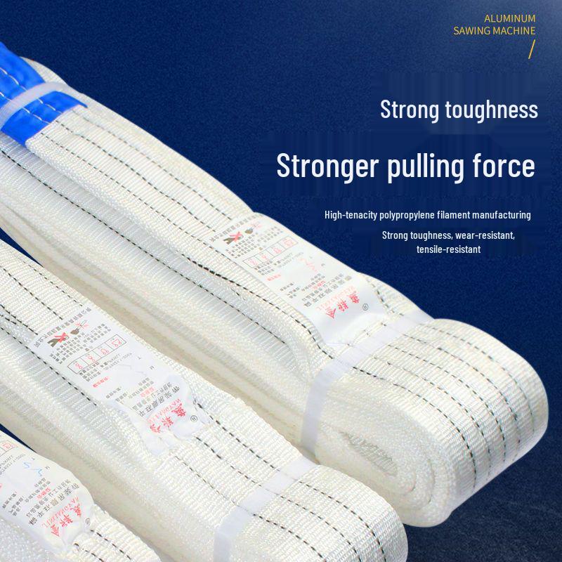 White Flat Lifting Sling - 2, 3, 5 Ton Capacities - Industrial Crane Fabric Hoist Rope