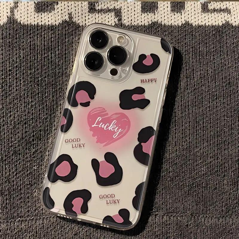 Good Lucky Pink Leopard Print Phone Case For Samsung Galaxy S23 S24 S22 S25 Ultra Plus Cover For Galaxy S24+ S23+ S22+ S25+ Fund