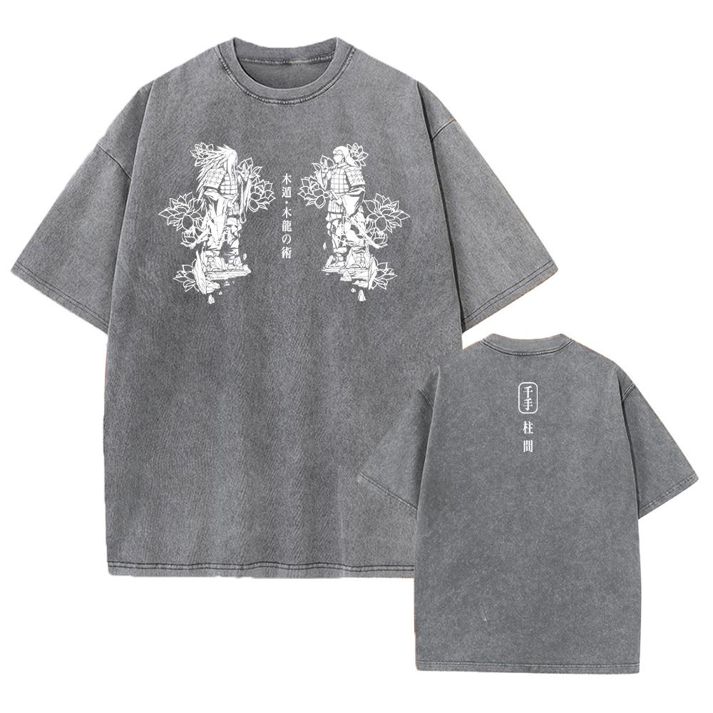 Streetwear Summer Short Sleeve Vintage T-Shirt Japanese Anime Graphic Print TShirt Men Harajuku Casual Loose Washed Tees