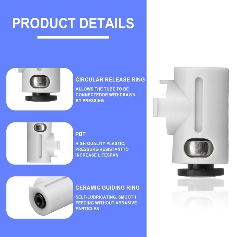 2PCS PTFE Filaments Inlet Adapter Feed Tube Connectors For A1mini 3D Printer Featuring Smooth Ceramic Guide Bearing Rings