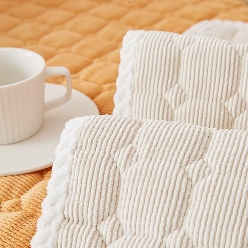 Corduroy Soft Thickening Sofa Cushion Winter Plush Anti Slip Anti Cat Scratch Cushion Solid Color Lace Sofa Cover Cover Cloth