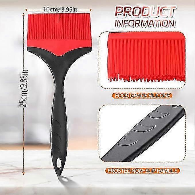 Large Silicone Basting Pastry Brush - 3.95inch Extra Wide Silicone Basting Brush for Grilling,Heat Resistant Brushes, Dishwasher Safe,Set of 2 Red