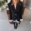 Blazer Nero da Donna con Dettaglio in Pizzo