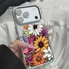 INS Sunflower Print Case For iPhone 17 Pro Max iPhone 16 15 14 13 Pro Max 11 17e 16e Plating Lens Frame Clear Soft Silicone Back Cover
