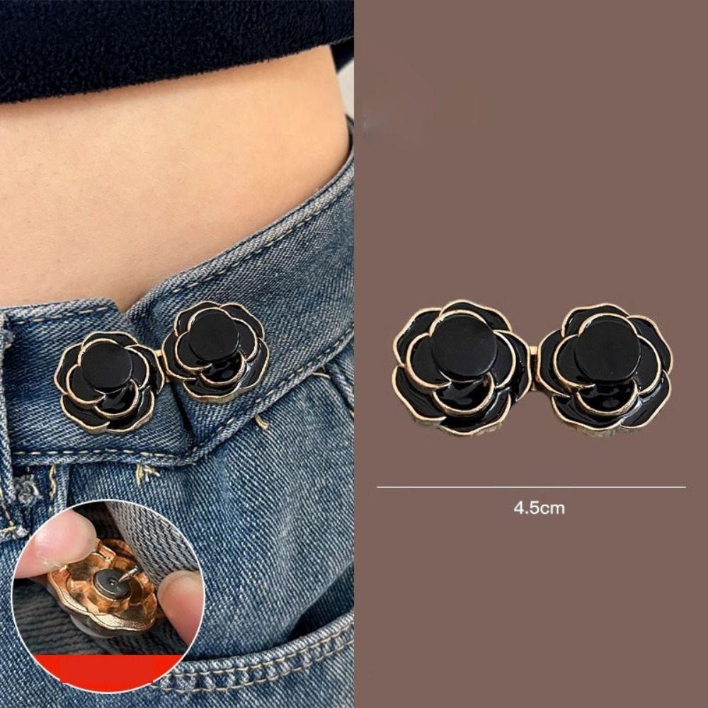 

Camellia Adjustable Waist Clip Detachable Pants Pin Sewing-on Clothing Accessories Pants чорний
