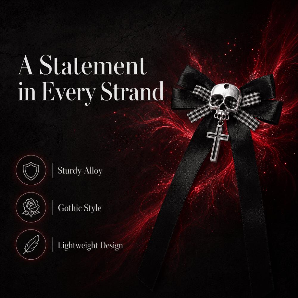 Cross Decorative Bow Skull Side Clip Y2K Hair Accessories Dark Ponytail Braid Hair Clip  Party
