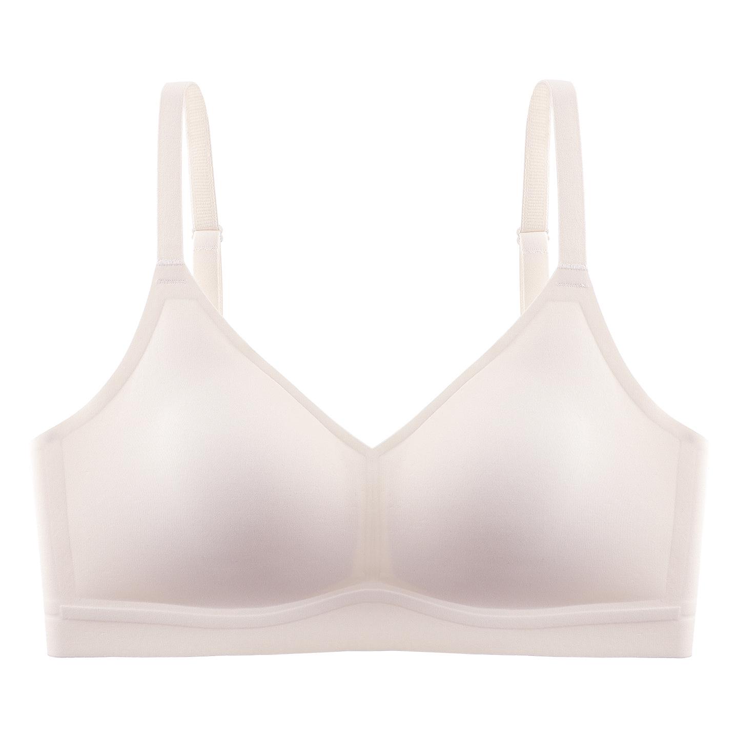 Women s Seamless V-Neck Wire-Free Bra: Lightweight, Breathable, Massage Particle Comfort Off White 40/90ab