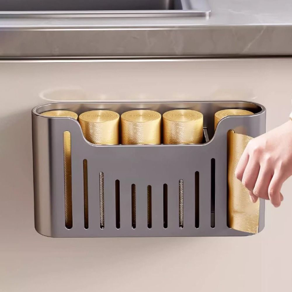 Large Capacity Kitchen Utensil Rack Punch Free Trash Bag Extraction Box  for Home