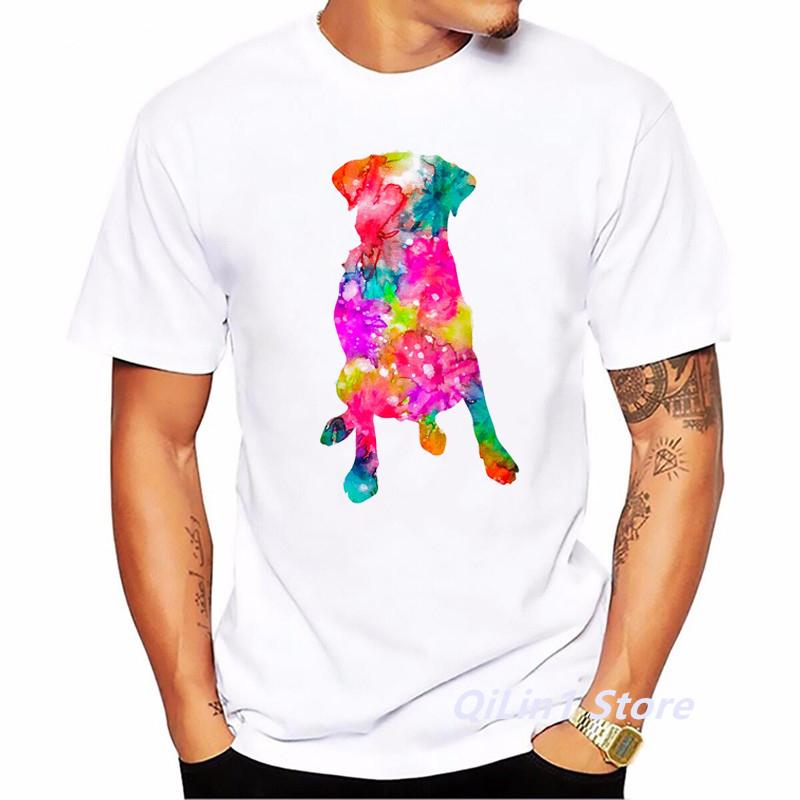 Watercolor Labrador Dog Animal Print TShirt MenS Clothing 2024 Funny Tshirt Homme Harajuku Kawaii Clothes T Shirt Hombre