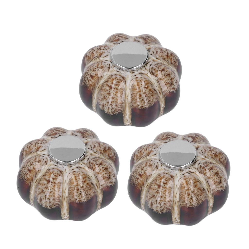 3 Pcs Classical Ceramic Pumpkin Door Pull Handle Knobs For Kitchen Cabinet Drawer Cupboard Silver
