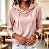 Women's Casual Long Sleeve Hooded Loose Fit Color Top