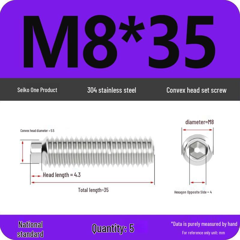304 Stainless Steel Cup Point Grub Screw - Sizes M3 To M10