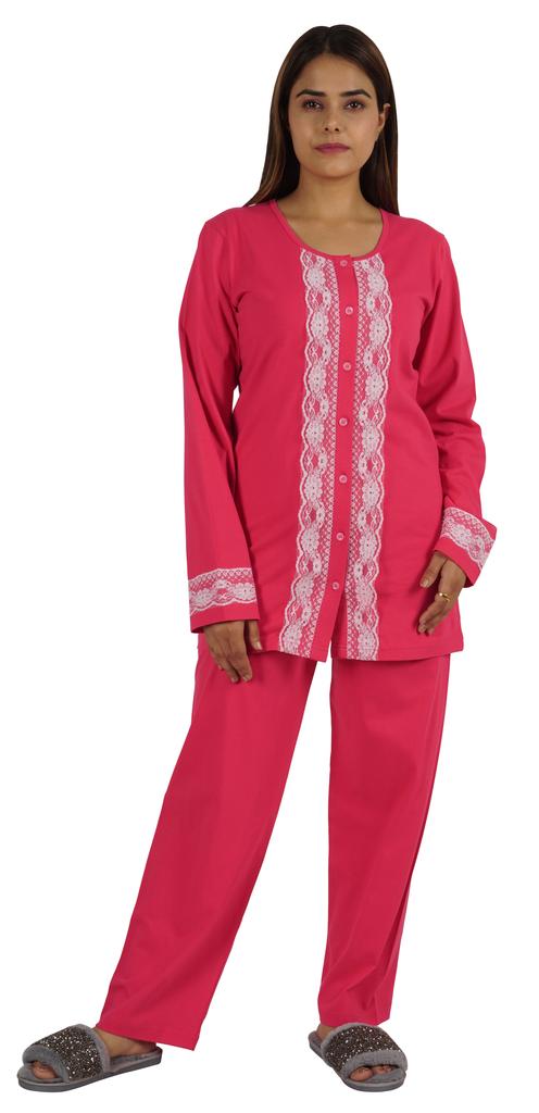 Moomaya Womens Solid 2 Pcs Nightwear Set Sleepwear Top & Pajama PJ NightSets