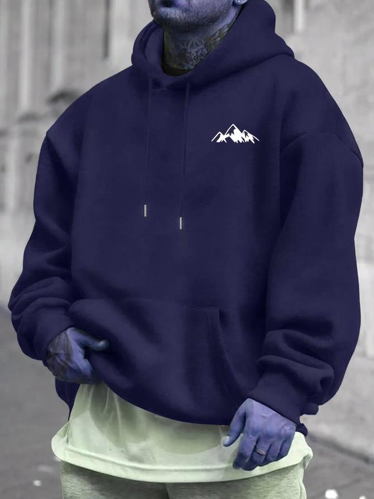 Pánská ležérní růžová mikina s kapucí a fleecovou podšívkou, stylovým grafickým potiskem, dlouhým rukávem, běžného střihu, pro volný čas, mikina s kapucí, směsová mikina