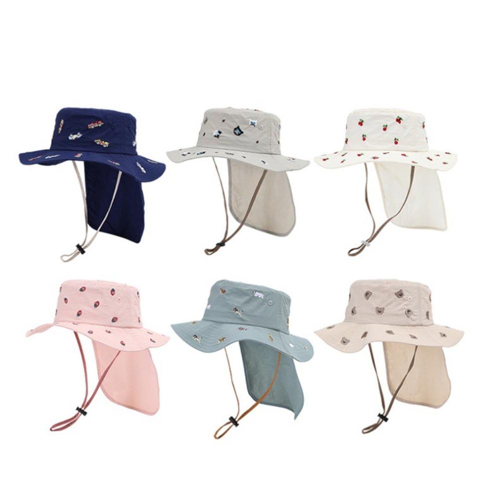 Cartoon Embroidery Baby Sun Hat Kawaii Summer Fisherman Hat  Apparel Accessories