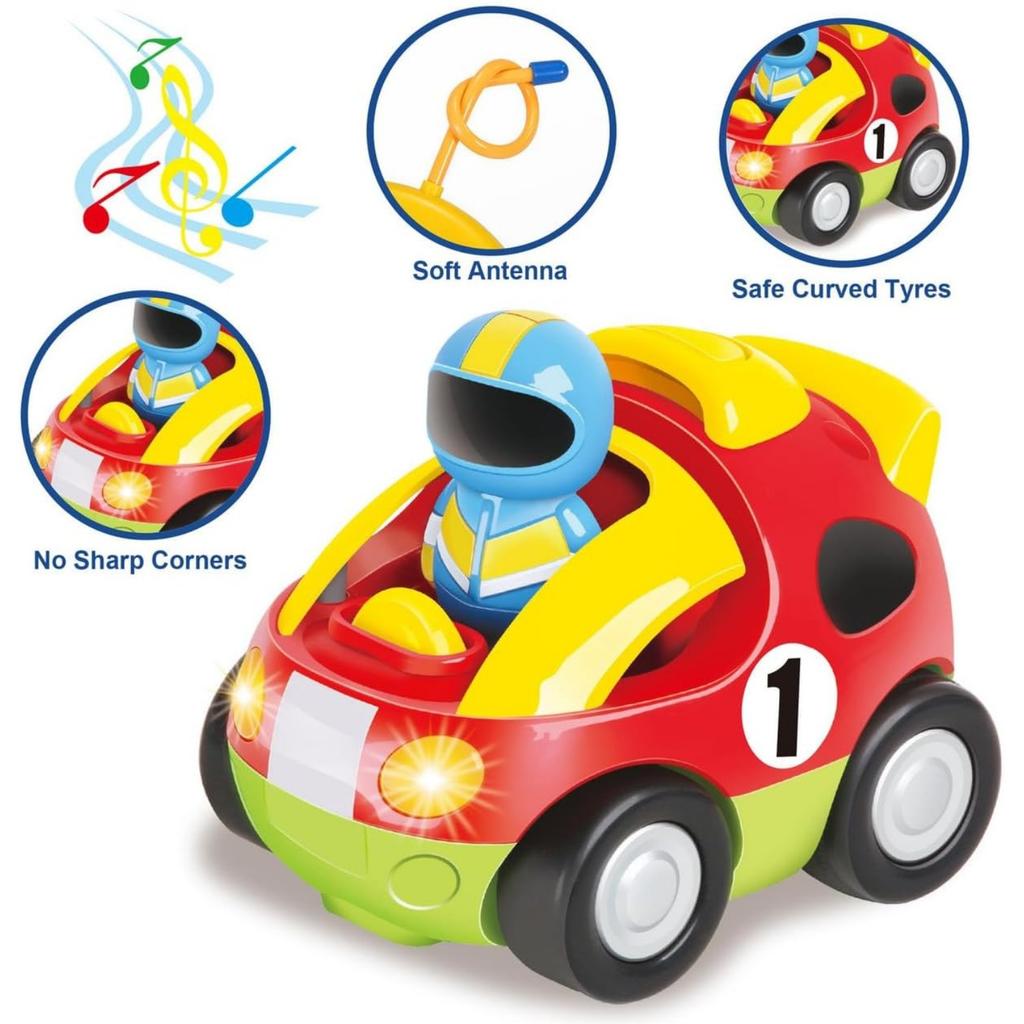 Cartoon RC Remote Control Cars for Toddlers Radio Control Toy with Driver Doll for Baby RC Race Car Toys Gifts for Boys & Girls