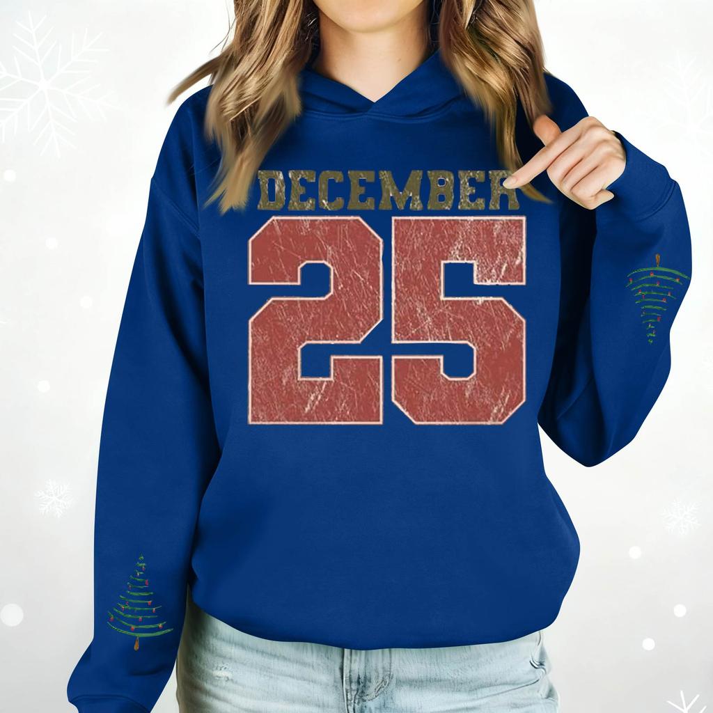 Damenmode Lässig Langarm Bedruckt Rundhals Kapuzenpullover Pullover Top