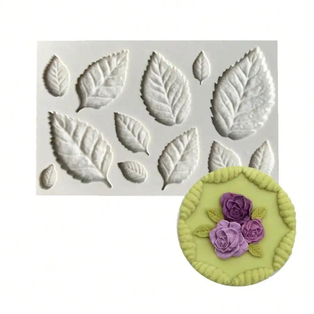 Leaf Silicone Mold 3D Impression Cake Baking Fondant Lace Cushion Chocolate Candy Dessert Tray Printing Mold Decorating Supplies