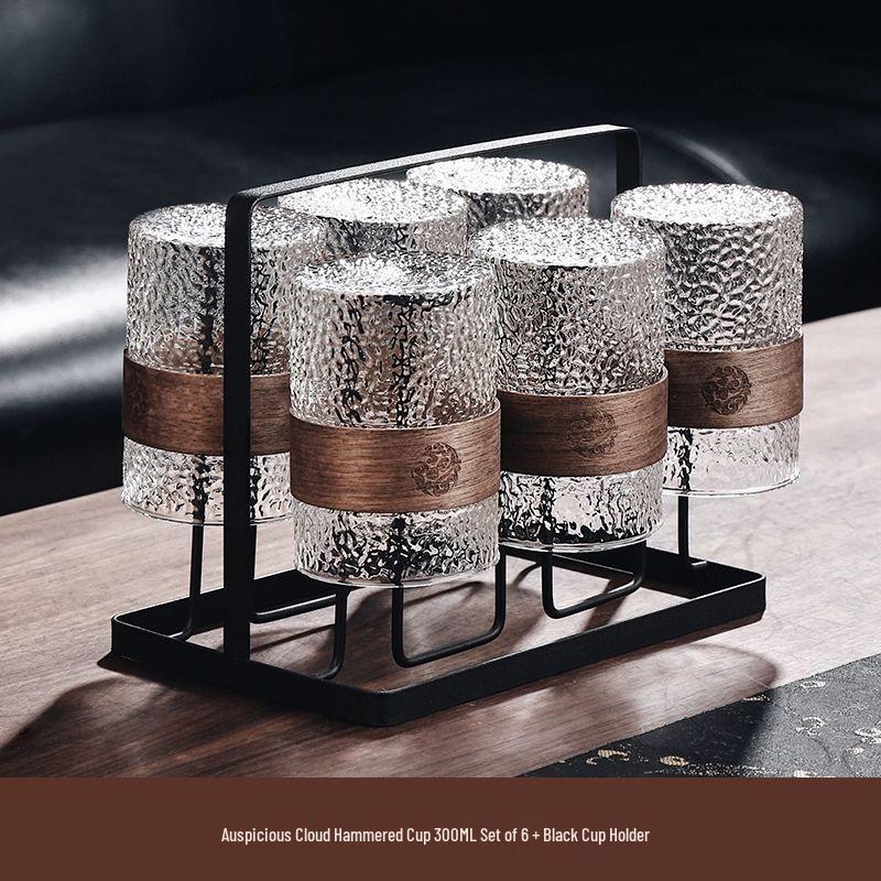 Jiakangming Chinese Retro Glass Teacup Set