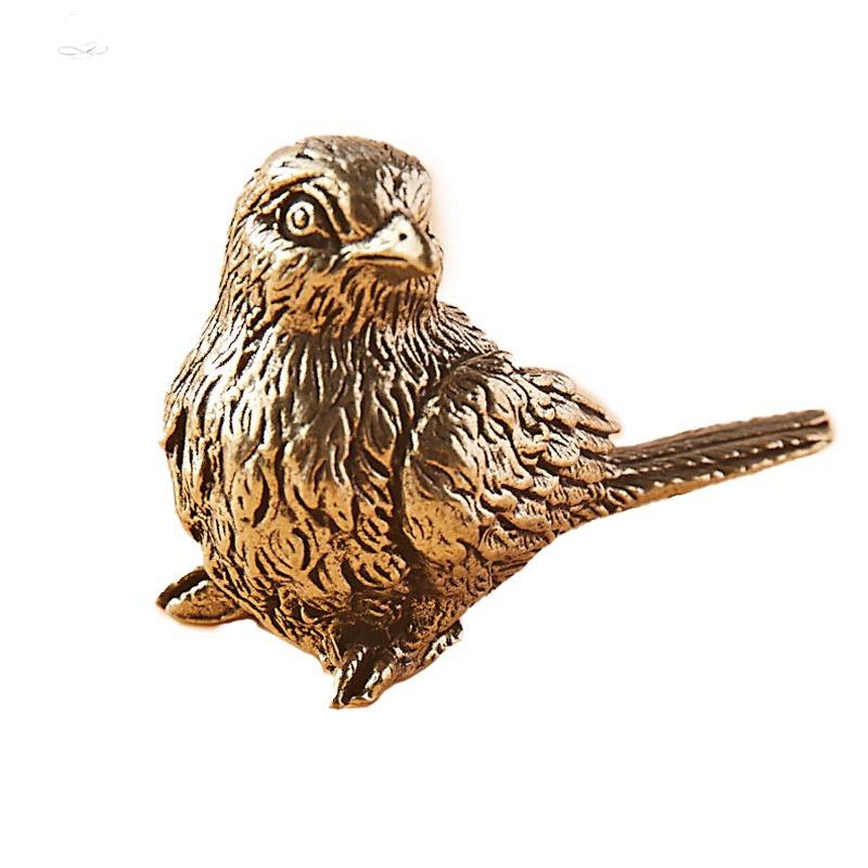 Space-saving Sparrow Statue Metal Brass Tea Pet Table Surface Ornament Home Use Decoration Accessories Vintage Bird Animal Figurines Miniatures