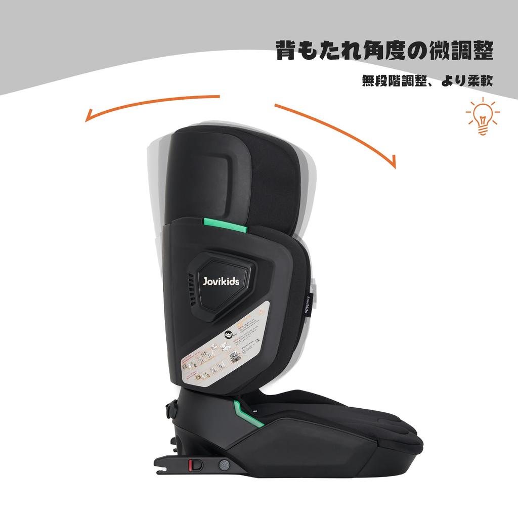 Jovikids Klappbarer Juniorsitz R129 Kindersitz ab 3 Jahren verstellbare Rückenlehnenbreite und Jahre Sitzerhöhung ISOFIX, i-Size kompatibel, alt, Kopfstütze,