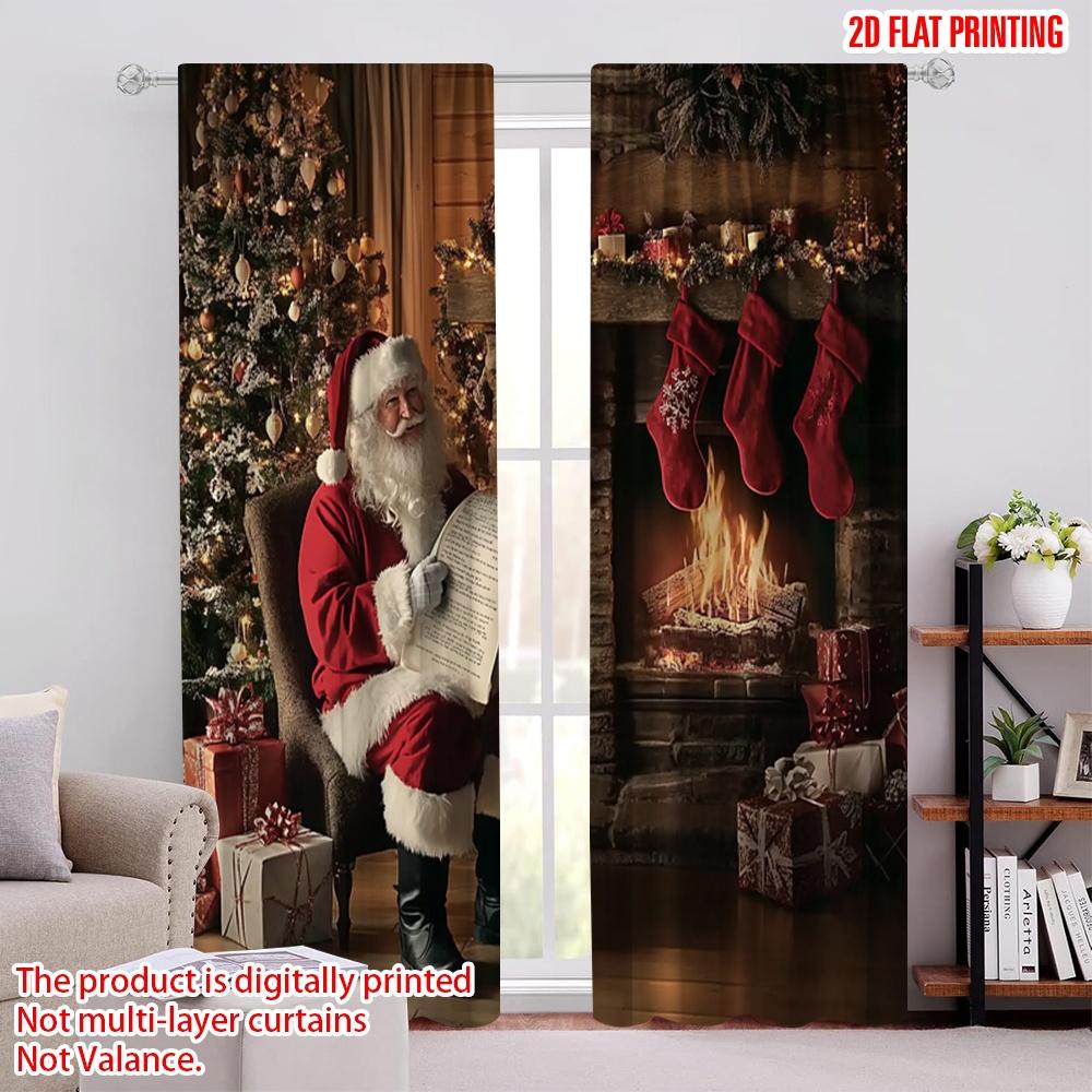 

2pcs,2D plane printing Contemporary Curtains Christmas Carnival Versatile Polyester Fabric (without rod) Room Decor Ldeal for 52.50 × 116.00 cm 2 pcs