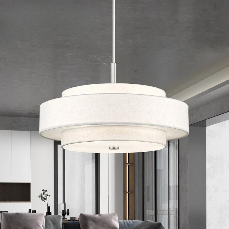 Modern Minimalist Cloth Pendant Light Creative Fabric Rounded Light Fixture Living Room Decor Dining Room Suspension Luminaire
