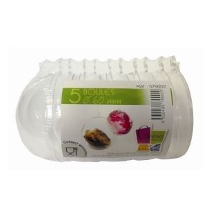 Boules en plastique - GRAINE CRÉATIVE - 6 cm - Transparent - Lot de 5 - Contact alimentaire