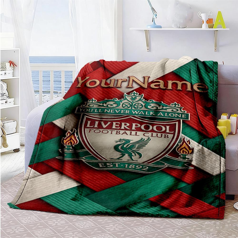 Liverpool Customize Text Blanket Cozy Personalized Blanket Soft Warm Cozy Suitable for Couch Home Decor Office Chair Bedding for All Occasions
