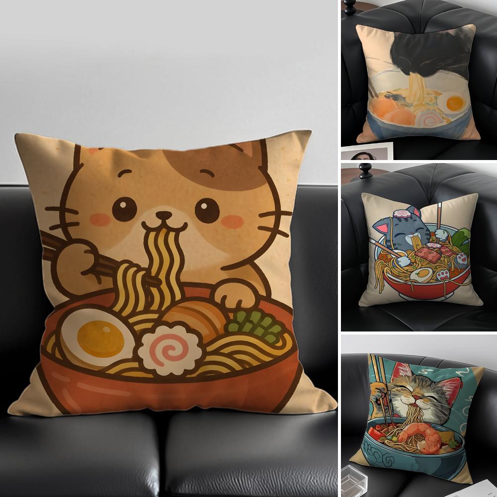 RRamen Animal Pillow Anime Art Cushion Cushion Cover Pillow Case Antidustmite Invisible zipper silky plush cushion