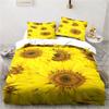 3D Sunflower Printing Set Bedding Floral Pattern Three-piece Set Living Room Bedroom Home Decoration Pillowcase Quilt Cover Gift