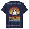 Funny Dog Vintage Best Beagle Dad Ever Fathers Day Puppy Dog Dad Tshirts Men Casual Tshirt 100 Cotton Loose Oversized T Shirt