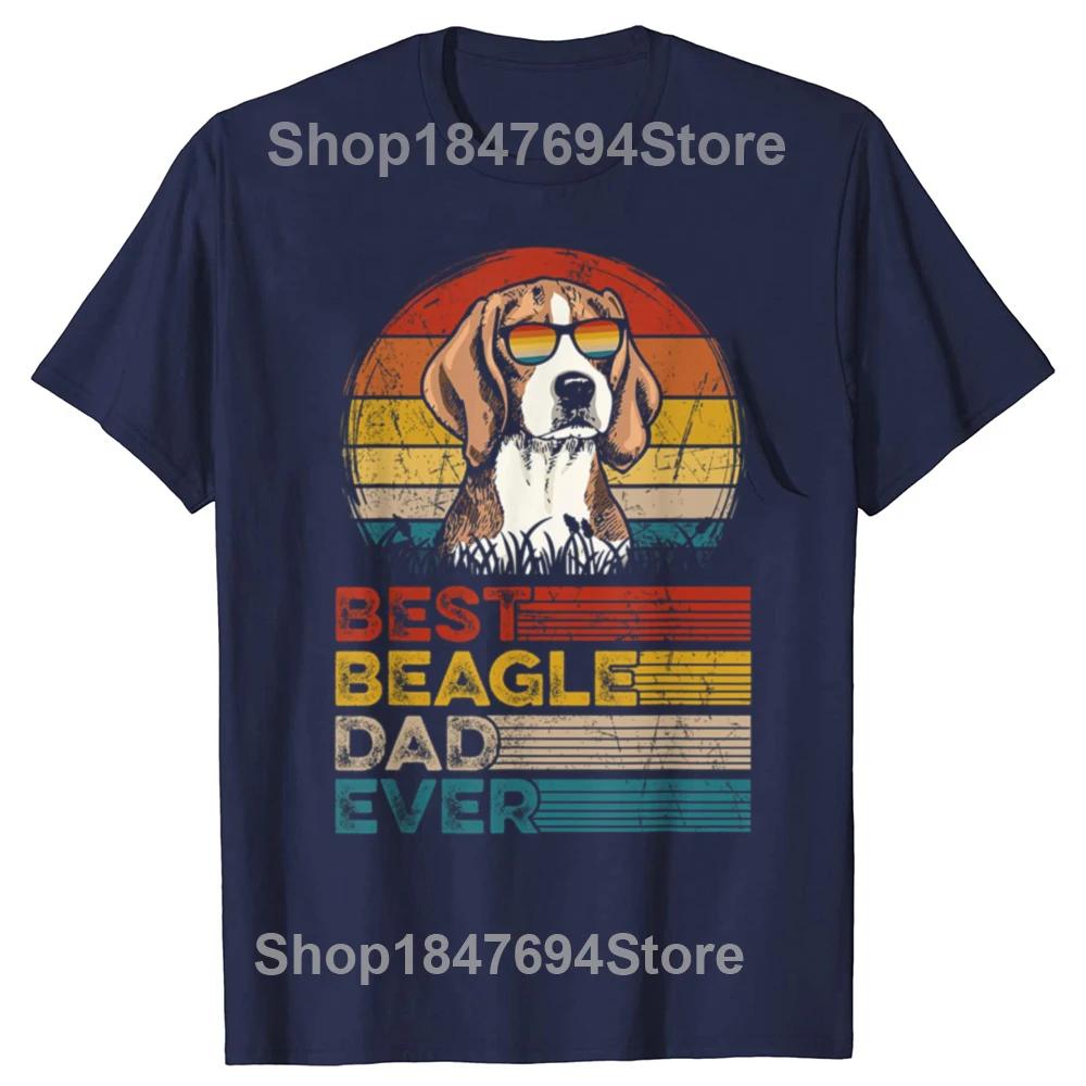 Funny Dog Vintage Best Beagle Dad Ever Fathers Day Puppy Dog Dad Tshirts Men Casual Tshirt 100 Cotton Loose Oversized T Shirt