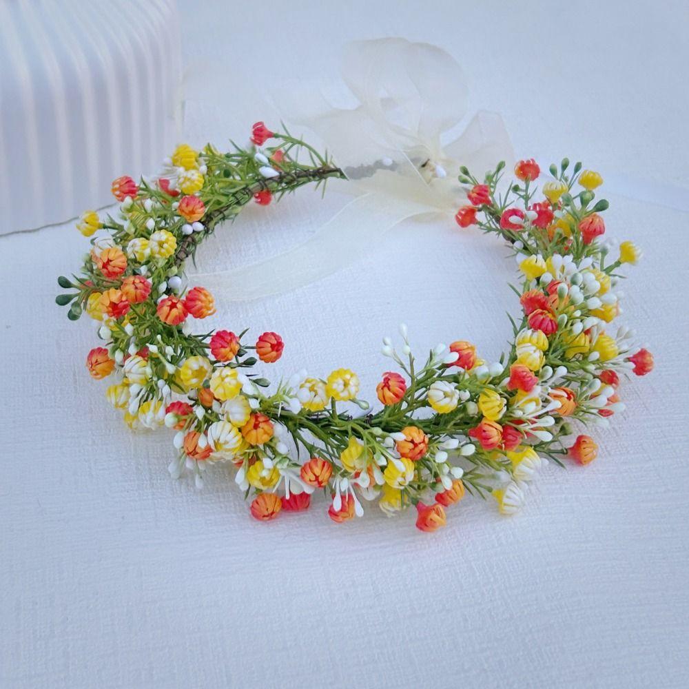 Boho Style Floral Headband Simulated Flower Wedding Headpiece Bridal Wreaths  Seaside Vacation