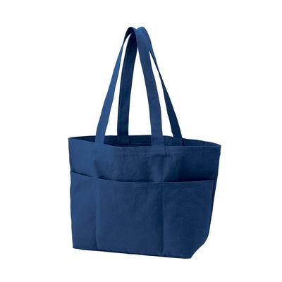 Tradeworks Light Wash Canvas Tool Tote  3-Pocket Stroller Tote, Shopping Bag, Eco Bag (Navy, Large)