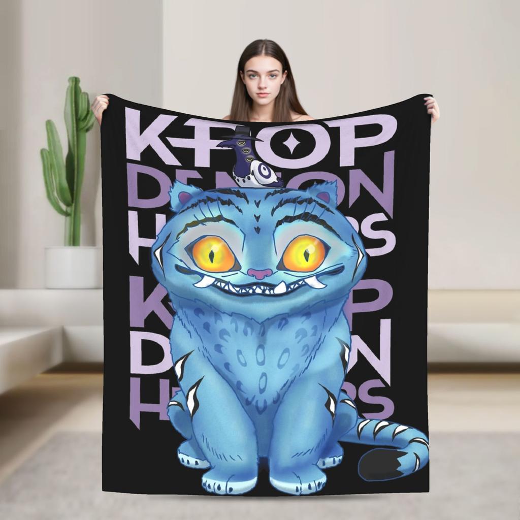 Saja Boys Kpop Demon Hunters Blankets  Flannel Awesome Soft Throw Blanket for Chair Covering Sofa  Winter