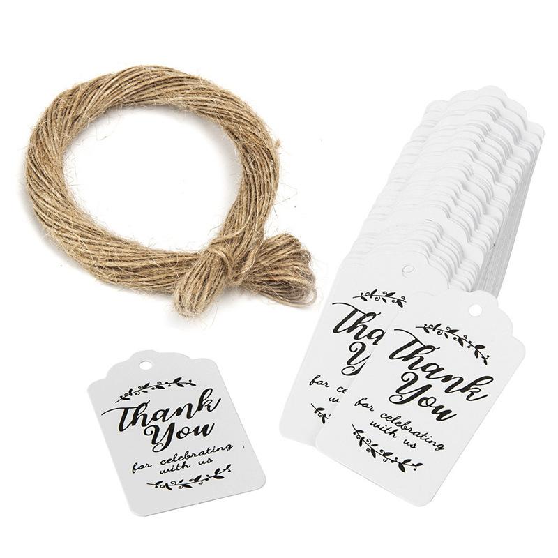 100pcs Paper Jewelry Packaging Blank Labels Display THANK YOU Tags Price Stickers With Rope Necklace Making Bracelet Supplies