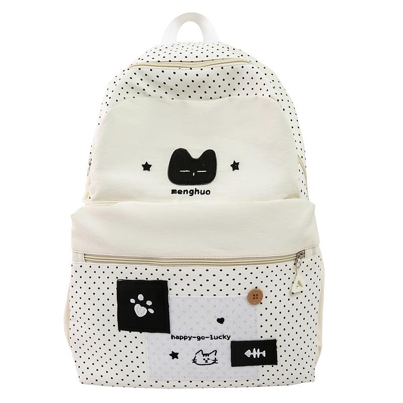 Japanese New High-value, Fresh and Sweet, Cute Cat Broken Store Backpack, Lightweight Spring Outing Backpack for Junior High School Students