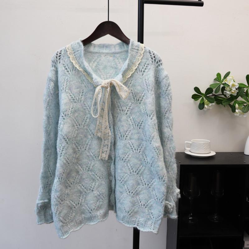 

Осень и зима новый свободный кардиган с объемными цветами, вязаный, ленивый ветер, мягкий восковой темперамент, свитер-жакет женский one size fits all синий