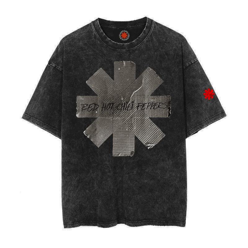 Trend Washed Vintage Cotton Tshirt RED HOT CHILI PEPPERS T-shirt Men Women Hip Hop T Shirt Oversized Streetwear Short Sleeve Tee