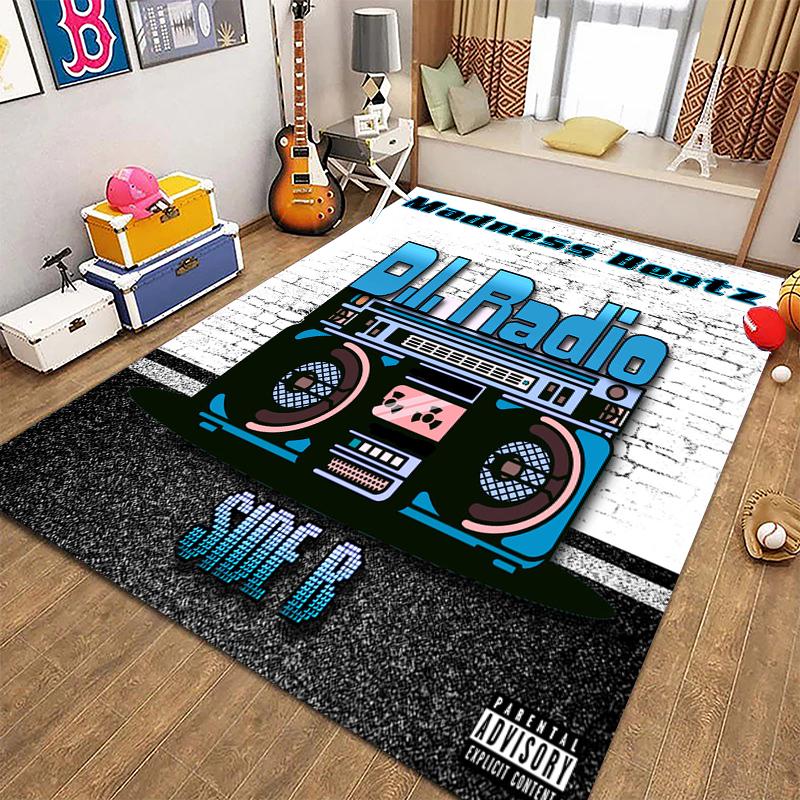 Alfombras Retro para Reproductor de Casete de Música para Sala de Estar, Dormitorio Infantil, Sofá, Felpudo, Alfombras de Cocina para Piso, Decoración Antideslizante, Regalo