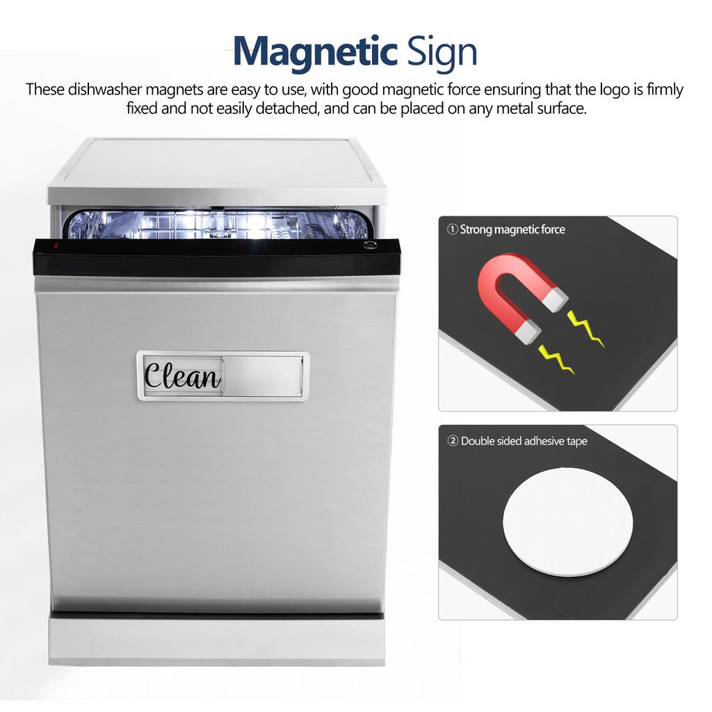 Acrylic ABS Magnetic Dishwasher Sign Clean Dirty Indicator Fridge Magnet Home Decor Multi Functional Metal Surface