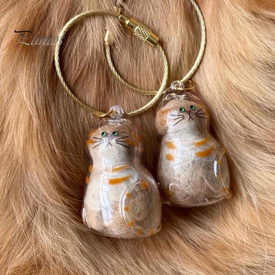Elegant Pet Fur Memory Jar Cat Hair Storage Bottle Transparent Keepsake Keychain Memorial for Collecting And Dog Gift Pets