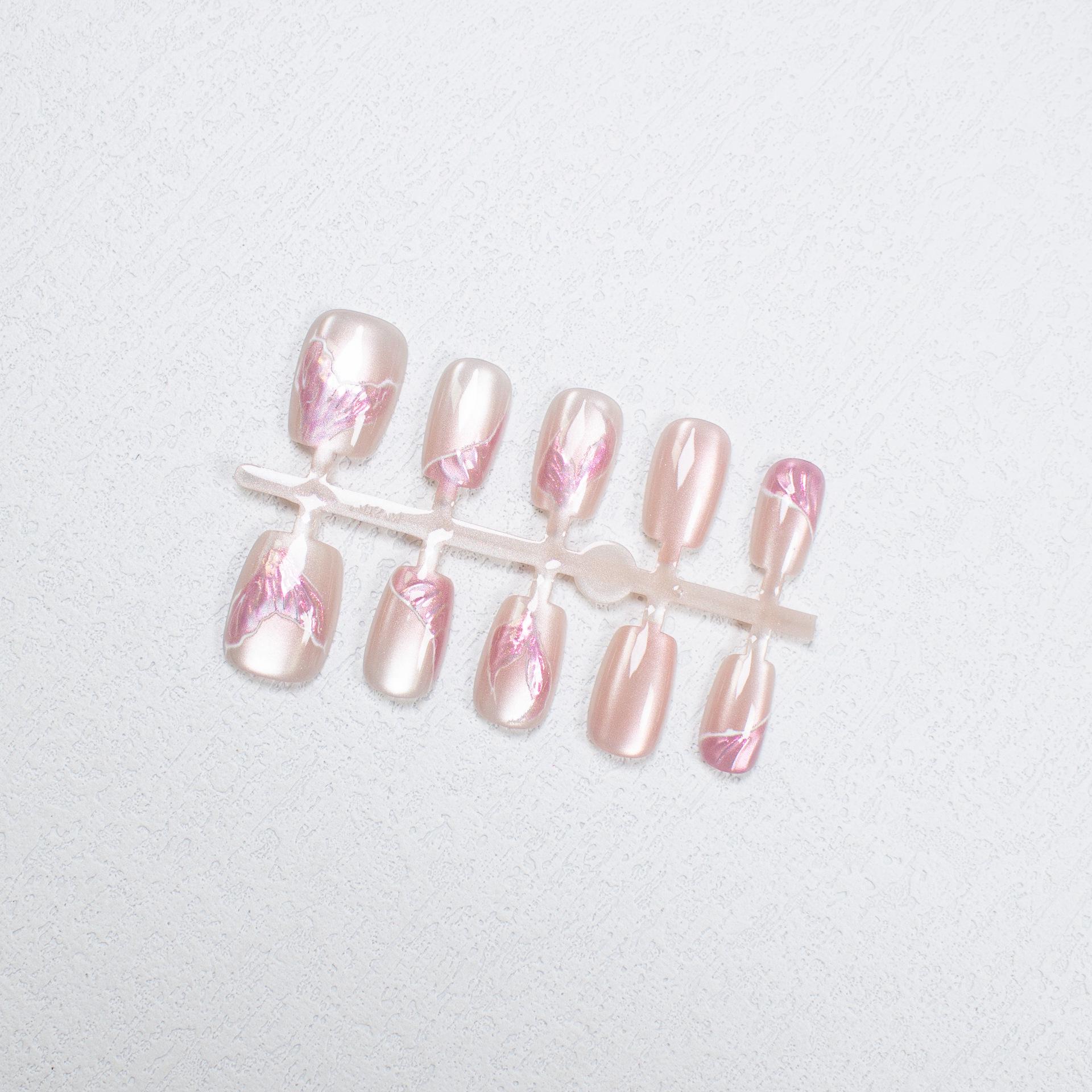 

Jiaolong - Sweet Pink French Cat Eye Wearable Manicure Tips Medium